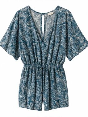 Boho Blue Paisley Printed Romper S